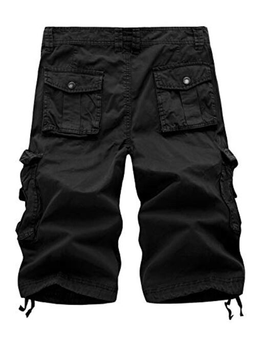 IDEALSANXUN Men's Casual Loose Fit Multi-Pockets Military Cargo Shorts