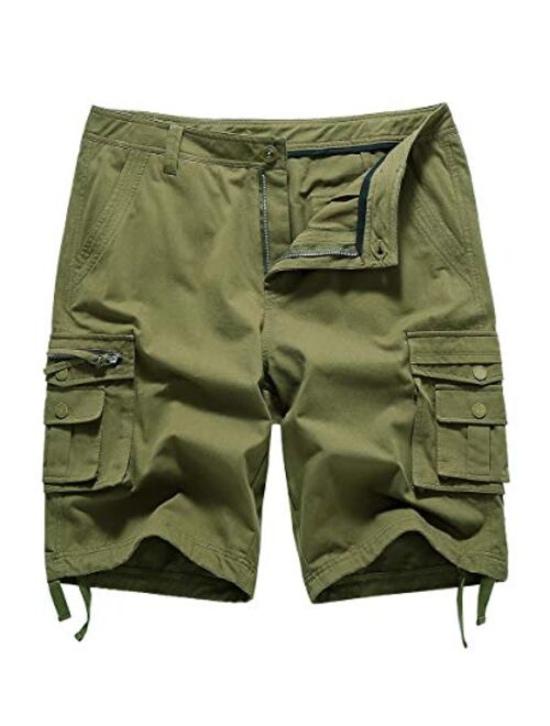 IDEALSANXUN Men's Casual Loose Fit Multi-Pockets Military Cargo Shorts