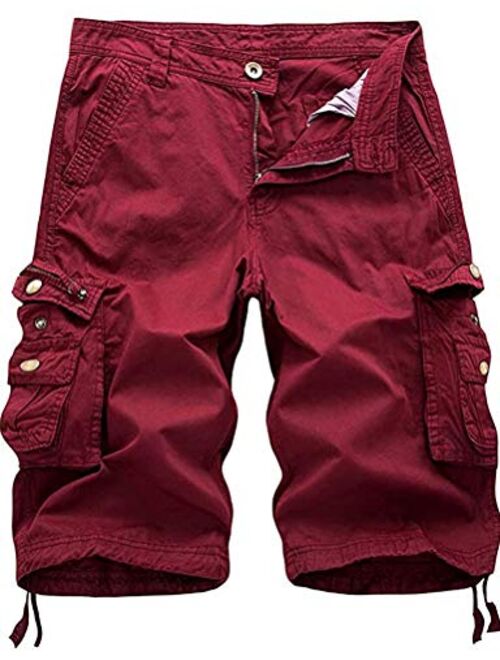 IDEALSANXUN Men's Casual Loose Fit Multi-Pockets Military Cargo Shorts