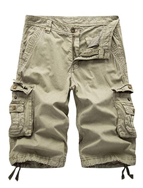 IDEALSANXUN Men's Casual Loose Fit Multi-Pockets Military Cargo Shorts