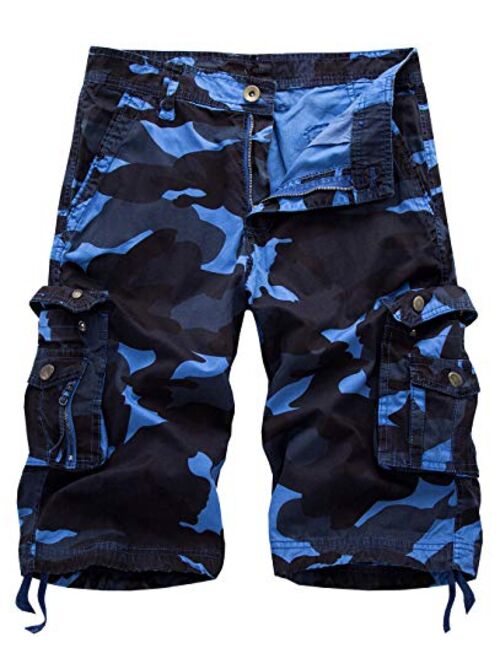 IDEALSANXUN Men's Casual Loose Fit Multi-Pockets Military Cargo Shorts