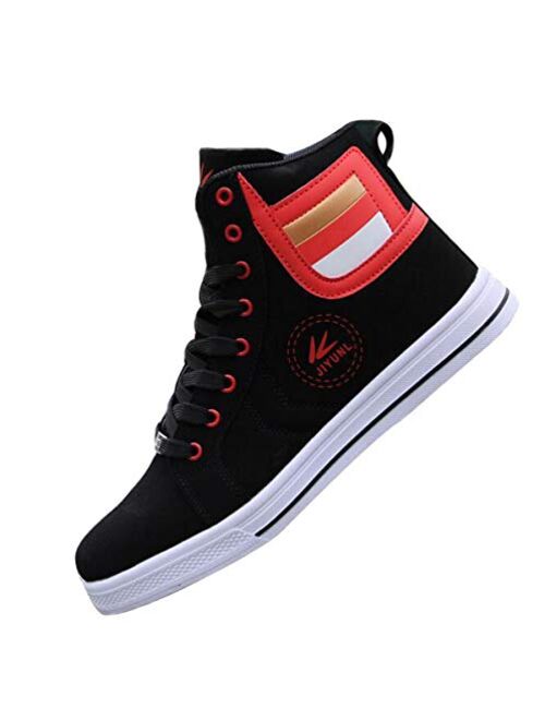 tazimall Mens Round Toe High Top Sneakers Casual Lace Up Skateboard Shoes Newest Style(3 Colors)