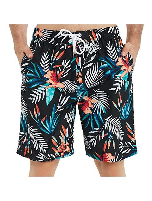 KAILUA SURF Mens Swim Trunks Long, Quick Dry Mens Boardshorts, 9 Inches Inseam Mens Bathing Suits with Mesh Lining