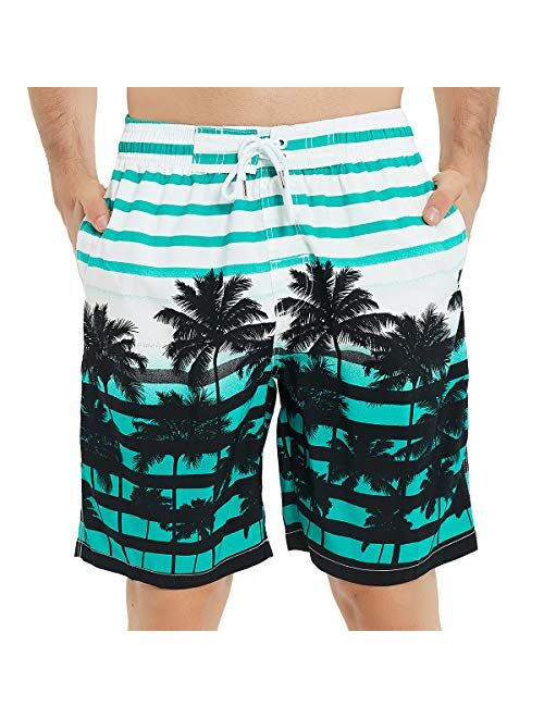 KAILUA SURF Mens Swim Trunks Long, Quick Dry Mens Boardshorts, 9 Inches Inseam Mens Bathing Suits with Mesh Lining