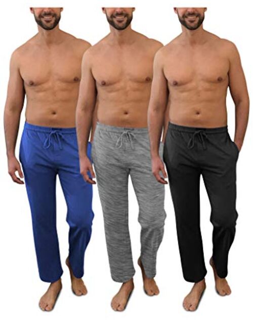 Andrew Scott Men's Pack of 3 Soft & Light 100% Cotton Drawstring Yoga Lounge & Sleep Pant