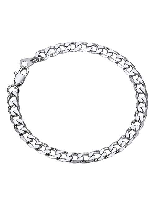 ChainsPro Men/Women Sturdy Figaro/Cuban Chain Bracelet, 6/9/13mm Width, 7.48/8.26" Length, 316L Stainless Steel/18K Gold Tone/Black (Send Gift Box)