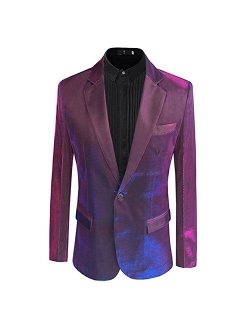 Men's Fashion Slim Fit Casual Print One Button Suit Jacket Blazer