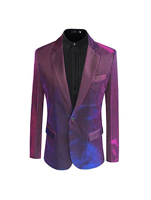 Men's Fashion Slim Fit Casual Print One Button Suit Jacket Blazer