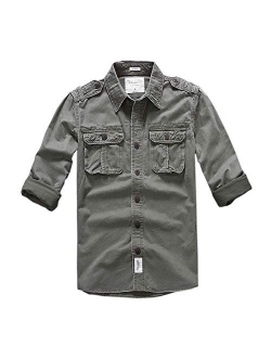 Men's Outdoor Classic Chest Pocket Cotton Casual Long Sleeve Shirt Jacket