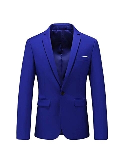 Man's Slim Fit Casual One Button Notched Lapel Turn-Down Collar Blazer Jacket