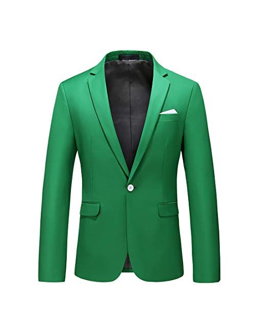 Man's Slim Fit Casual One Button Notched Lapel Turn-Down Collar Blazer Jacket