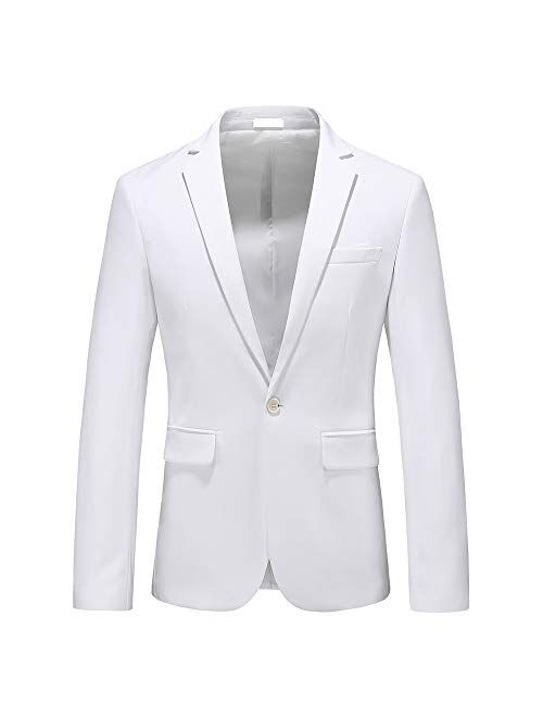 Man's Slim Fit Casual One Button Notched Lapel Turn-Down Collar Blazer Jacket