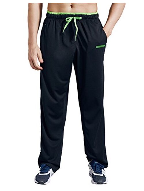 ZENGVEE Men's Sweatpants with Zipper Pockets Open Bottom Athletic Pants for Jogging, Workout, Gym, Running, Training