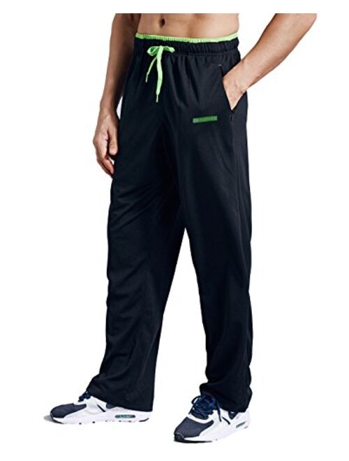 ZENGVEE Men's Sweatpants with Zipper Pockets Open Bottom Athletic Pants for Jogging, Workout, Gym, Running, Training