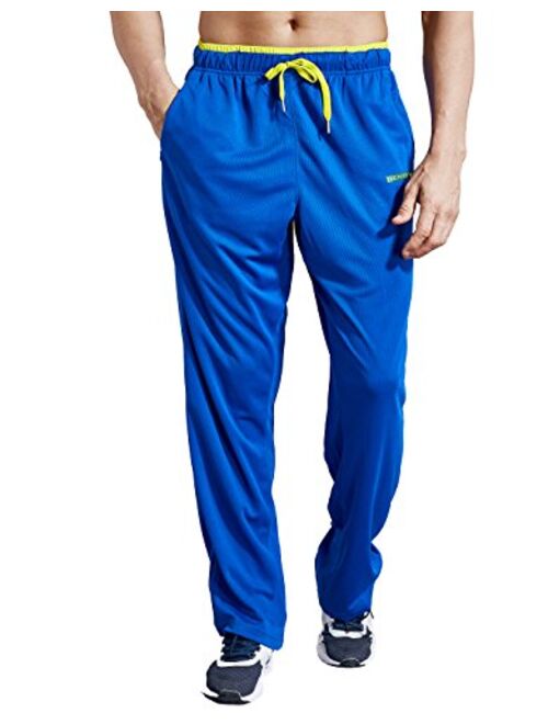 ZENGVEE Men's Sweatpants with Zipper Pockets Open Bottom Athletic Pants for Jogging, Workout, Gym, Running, Training