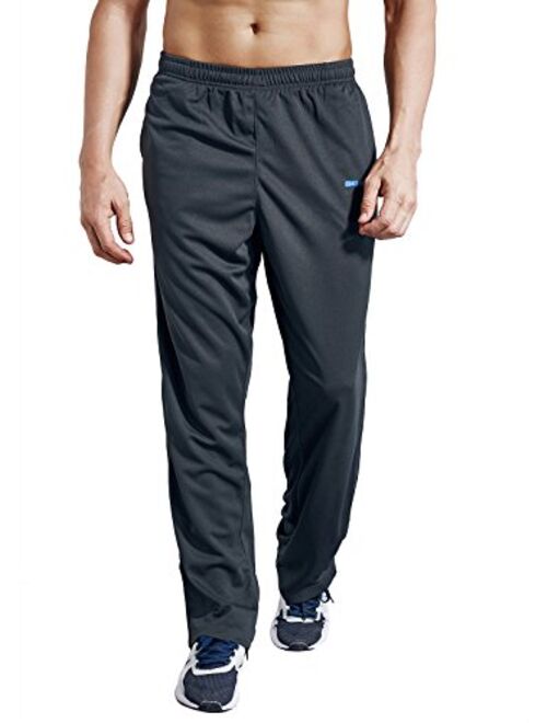 ZENGVEE Men's Sweatpants with Zipper Pockets Open Bottom Athletic Pants for Jogging, Workout, Gym, Running, Training