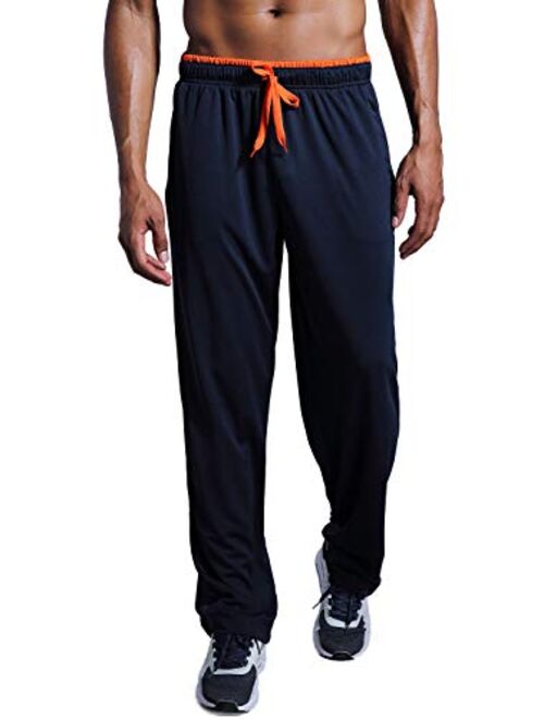 ZENGVEE Men's Sweatpants with Zipper Pockets Open Bottom Athletic Pants for Jogging, Workout, Gym, Running, Training