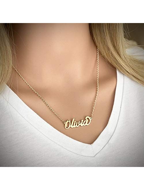 Any Personalized Name Necklace 18k Gold Over Brass Custom Made Any Name