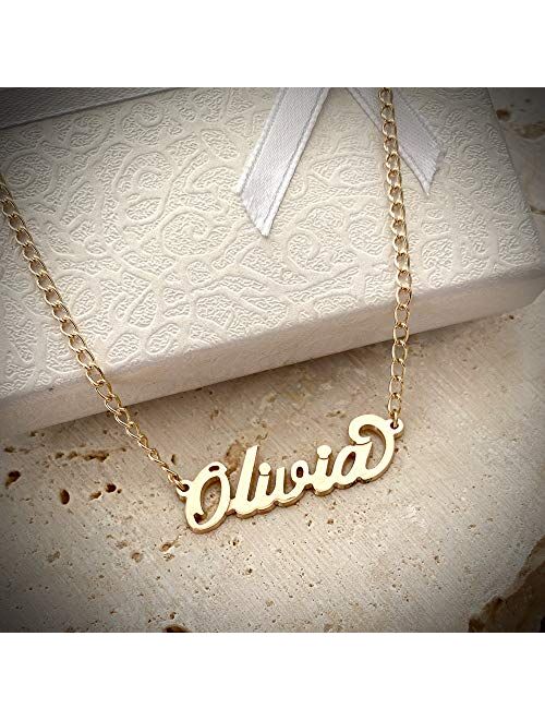 Any Personalized Name Necklace 18k Gold Over Brass Custom Made Any Name