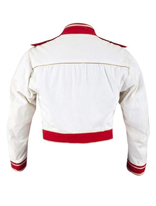 III-Fashions Freddie Mercury Queen Red Belted White Cotton Motorcycle Jacket