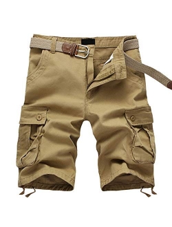 ELETOP Men's Cargo Shorts Relaxed Fit Casual Shorts Outdoor Multi Pocket Basic Shorts Camouflage Solid Color Plaid