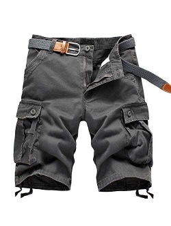 ELETOP Men's Cargo Shorts Relaxed Fit Casual Shorts Outdoor Multi Pocket Basic Shorts Camouflage Solid Color Plaid