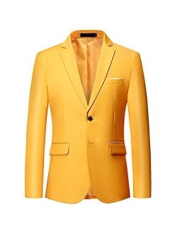 Mens Slim Fit Blazer Jacket Two-Button Notched Lapel Casual Suit Jacket