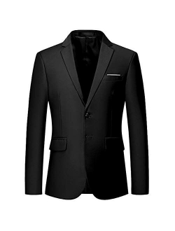 Mens Slim Fit Blazer Jacket Two-Button Notched Lapel Casual Suit Jacket