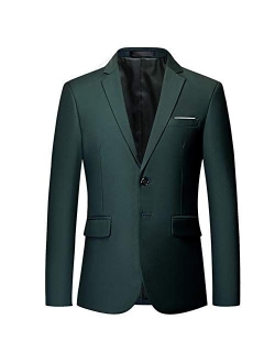 Mens Slim Fit Blazer Jacket Two-Button Notched Lapel Casual Suit Jacket