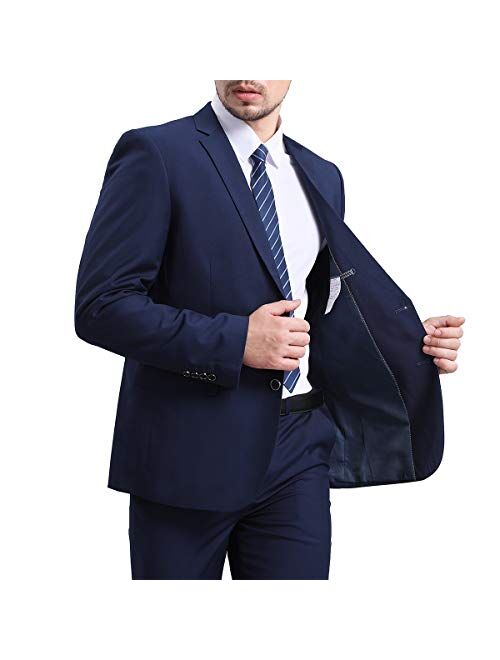 Mens Slim Fit Blazer Jacket Two-Button Notched Lapel Casual Suit Jacket