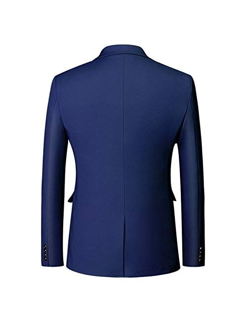 Mens Slim Fit Blazer Jacket Two-Button Notched Lapel Casual Suit Jacket