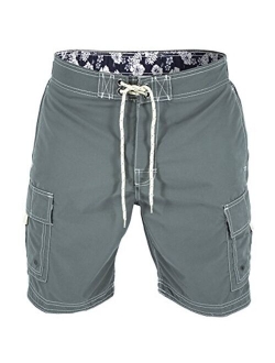 US Apparel Men's Solid Color Cargo Style Microfiber Board Shorts Available in 3XL, 4XL and 5XL