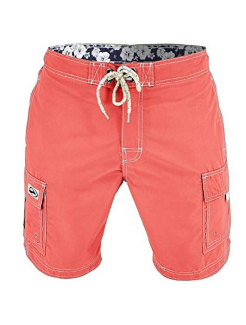 US Apparel Men's Solid Color Cargo Style Microfiber Board Shorts Available in 3XL, 4XL and 5XL