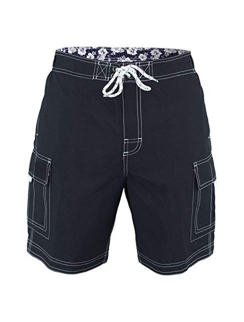 US Apparel Men's Solid Color Cargo Style Microfiber Board Shorts Available in 3XL, 4XL and 5XL