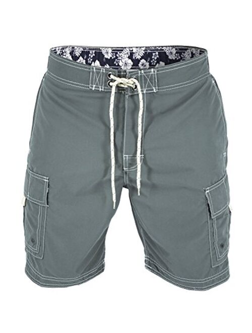 US Apparel Men's Solid Color Cargo Style Microfiber Board Shorts Available in 3XL, 4XL and 5XL