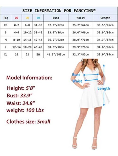 FANCYINN Womens Spaghetti Strap Mini Dress Lace Trim Neckline Sexy Juniors Short Dress