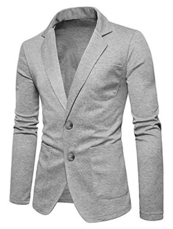 Mens Cotton Casual Two Button Lapel Blazer Jacket Lightweight Sport Coat