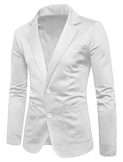 Mens Cotton Casual Two Button Lapel Blazer Jacket Lightweight Sport Coat