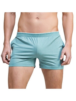 Linemoon Men's Solid Cotton Sleep Bottoms Fashion Simple Active Shorts