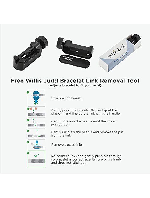 Willis Judd DAD Black Titanium Bracelet Engraved Best Dad Ever Adjusting Tool & Gift Box Included