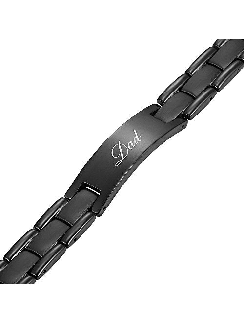 Willis Judd DAD Black Titanium Bracelet Engraved Best Dad Ever Adjusting Tool & Gift Box Included