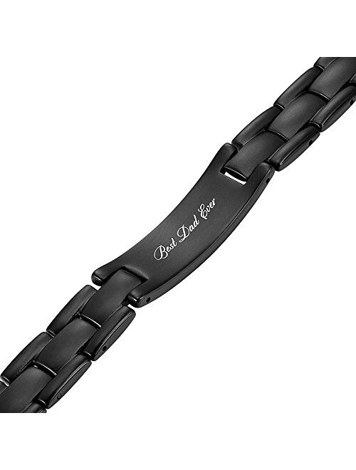 Willis Judd DAD Black Titanium Bracelet Engraved Best Dad Ever Adjusting Tool & Gift Box Included