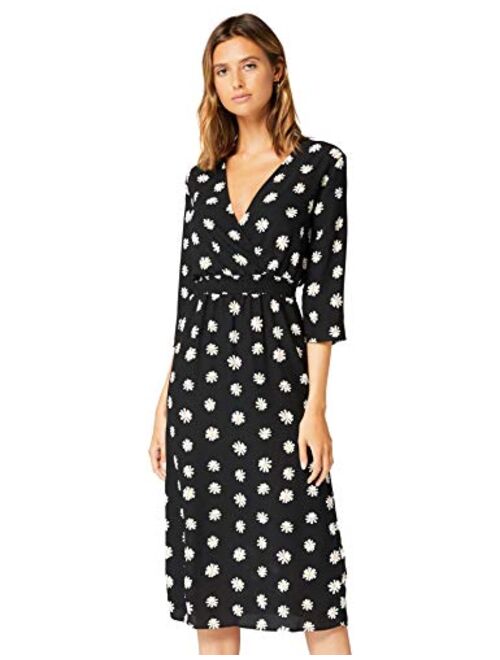 Amazon Brand - Truth & Fable Women's Midi Floral Wrap Dress