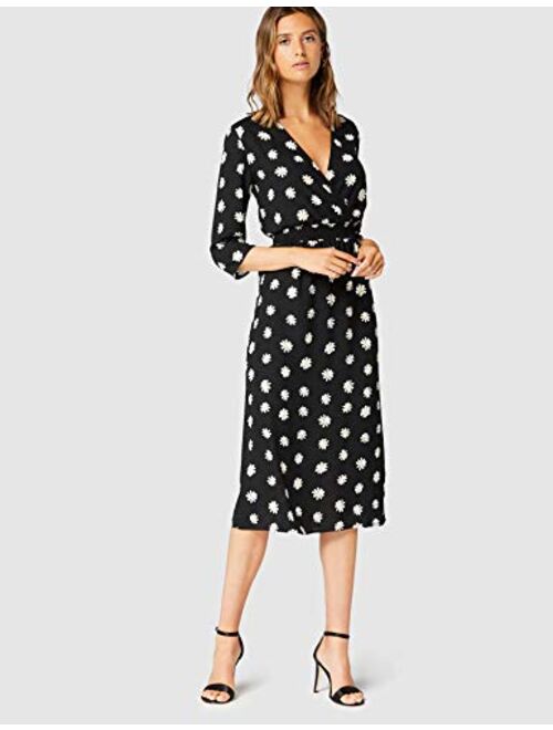 Amazon Brand - Truth & Fable Women's Midi Floral Wrap Dress