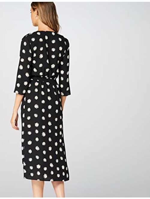 Amazon Brand - Truth & Fable Women's Midi Floral Wrap Dress