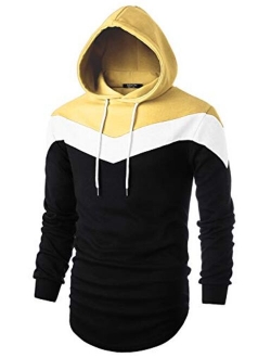 GIVON Mens Hipster Simple Longline Lightweight Pullover Long Sleeve Hooded Shirt