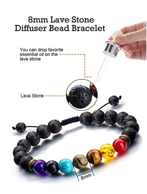 Adjustable Lava Rock Stone Essential Oil Diffuser Bracelet Braided Rope Stone Yoga Beads Bracelets for Men Women