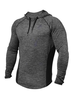 PAIZH Men's Workout Hoodies Dry Fit Outdoor Lightweight Pullover Hooded Tops