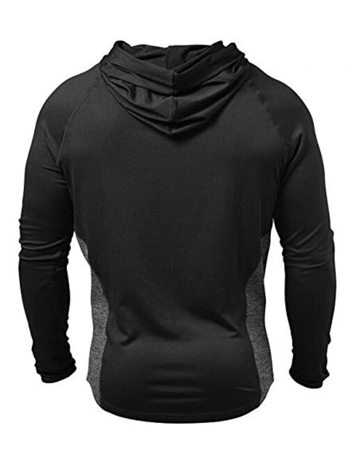 PAIZH Men's Workout Hoodies Dry Fit Outdoor Lightweight Pullover Hooded Tops