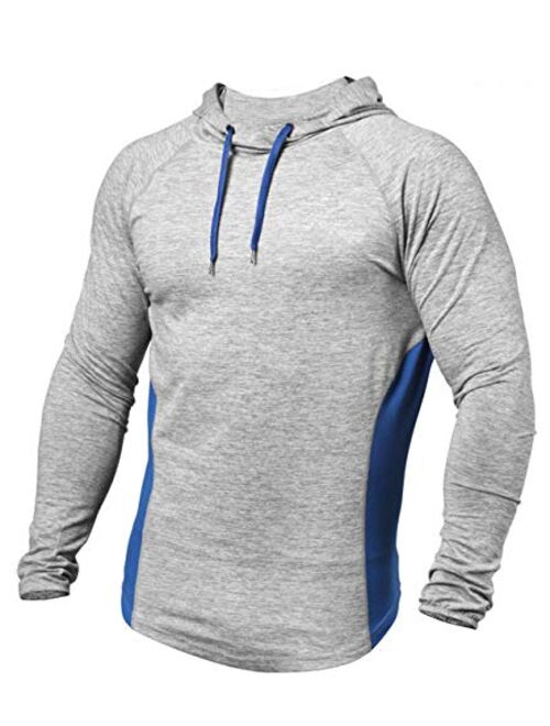 PAIZH Men's Workout Hoodies Dry Fit Outdoor Lightweight Pullover Hooded Tops